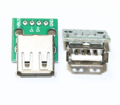 Адаптер гнездо USB 2.0 5 контактов на печатной плате