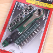 Набор ключ-трещетка 6 головок и 10 бит GQ-415