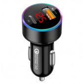ЗУ авто USB + typeC в прикуриватель PD20W PD002 с вольтметром