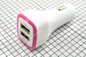ЗУ авто DC12V - DC5V 2A , 1A, 2 выхода USB с подсветкой