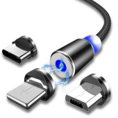 Шнур USB A - micro USB B 5 pin с магнитом 1.0 м ткань 