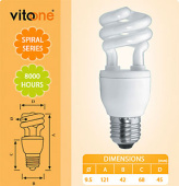 Лампа энергосбер. спираль E27/9W mini 6400K