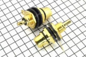 Гнездо RCA (на корпус с гайкой) gold черное большое