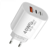 ЗУ сетевое Dual PD + USB 5В, 3,0А, 40W