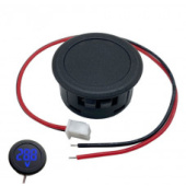 Вольтметр LED DC 5-120 В (2 провода) круглый синий