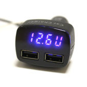 Вольтметр LED 12-24V с амперметром и термометром/+2гн USB в прикуриватель