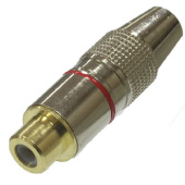Гнездо RCA металл Gold красное