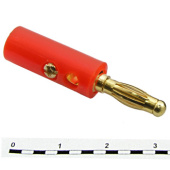 Штекер банан под винт 10-0015 GOLD red